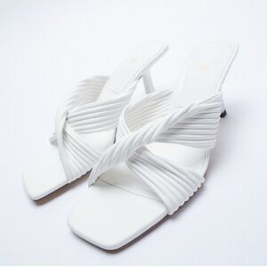 Zara White Women's Rope Twist Heeled Sandals